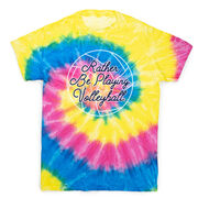 Volleyball Short Sleeve T-Shirt - I'd Rather Be Playing Volleyball Tie Dye