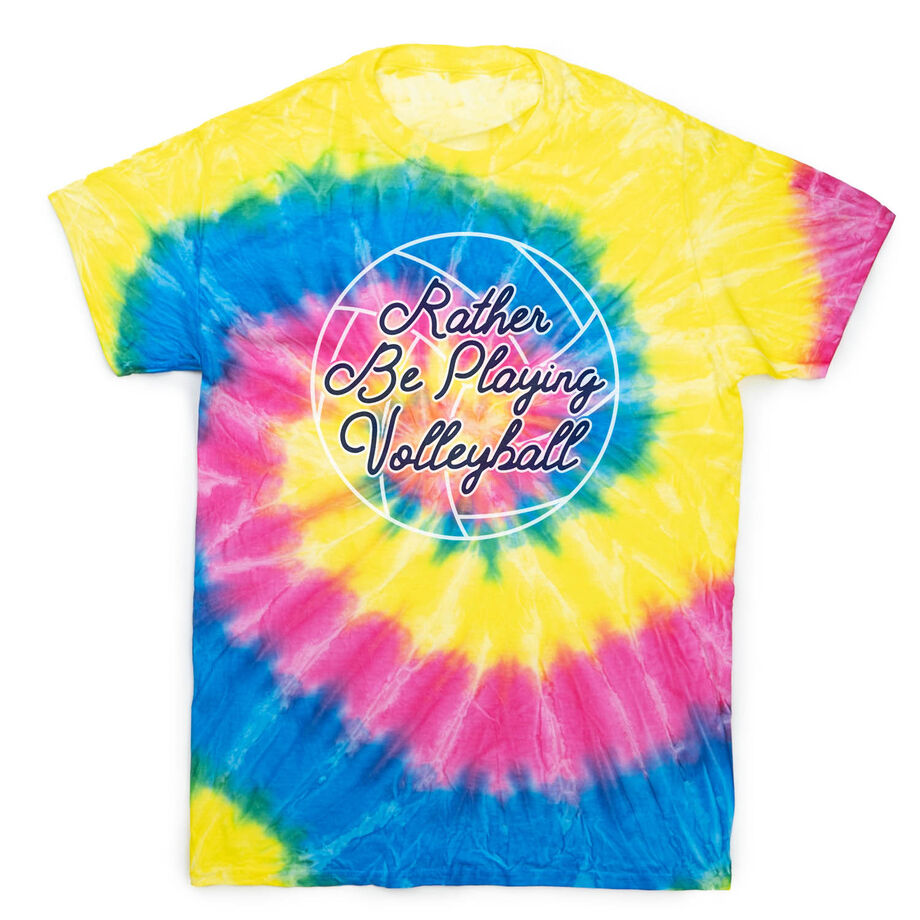 Volleyball Short Sleeve T-Shirt - I'd Rather Be Playing Volleyball Tie Dye