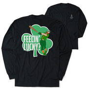 Baseball Tshirt Long Sleeve - Feelin' Lucky Baseball (Back Design)
