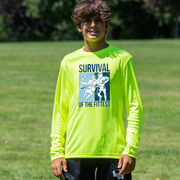 Guys Lacrosse Long Sleeve Performance Tee - Survival of the Fittest