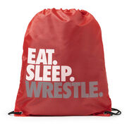 Wrestling Drawstring Backpack Eat Sleep Wrestle (Stack)