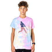 Baseball Short Sleeve T-Shirt - Baseball Stars and Stripes Player Tie Dye