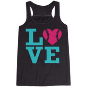 Softball Flowy Racerback Tank Top - LOVE Softball Pink Teal