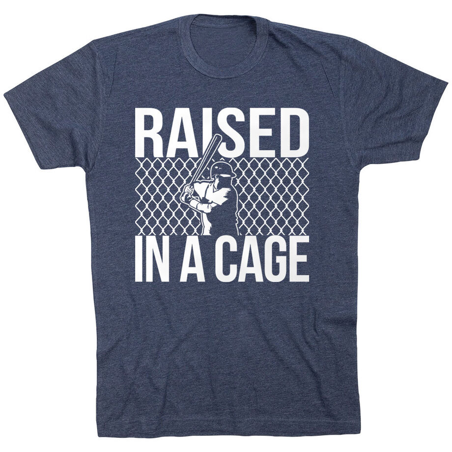 Baseball Short Sleeve T-Shirt - Raised in A Cage Baseball | Navy, Men's, S | Baseball Lifestyle Apparel | ChalkTalkSPORTS