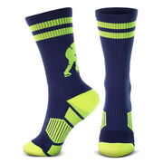 Hockey Woven Mid-Calf Socks - Player (Blue/Neon Yellow)