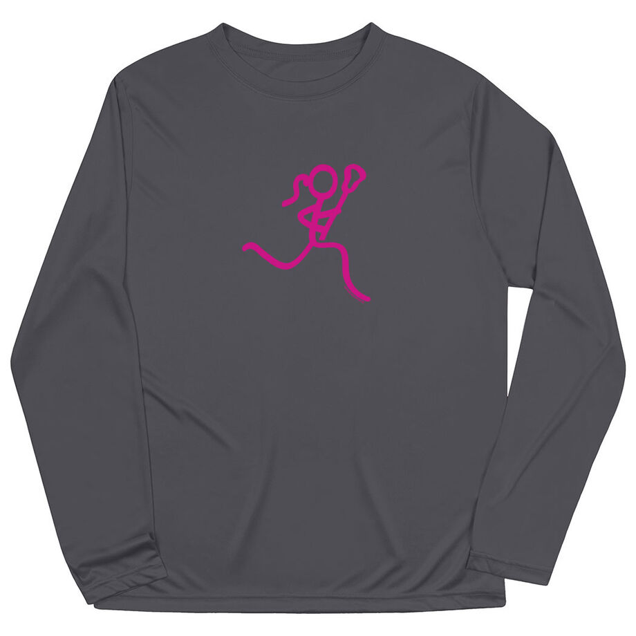 Girls Lacrosse Long Sleeve Performance Tee - Neon Lax Girl