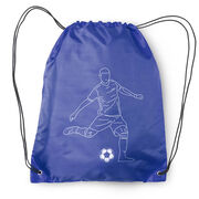 Soccer Drawstring Backpack - Soccer Guy Player Sketch