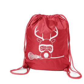 Girls Lacrosse Drawstring Backpack - Lax Girl Reindeer