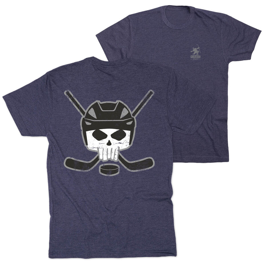 Hockey Short Sleeve Tee - Hockey Helmet Skull (Back Design)