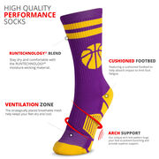 Basketball Woven Mid-Calf Socks - Ball (Purple/Gold)