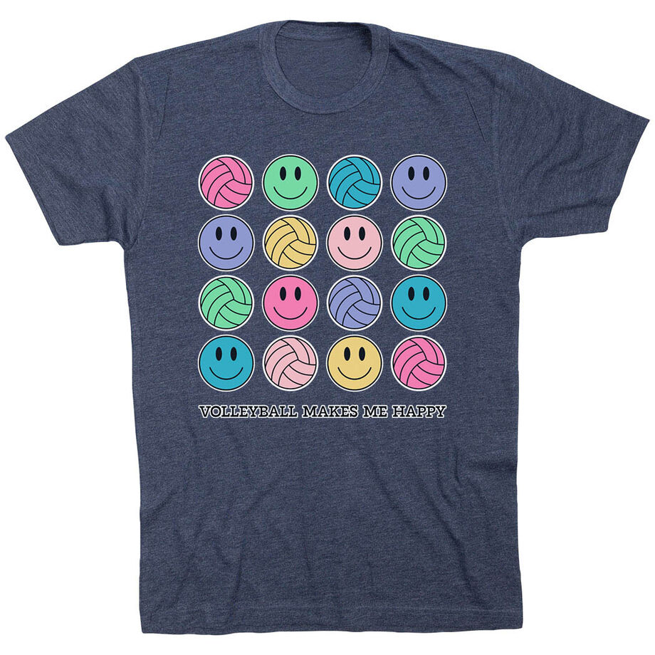Volleyball Short Sleeve T-Shirt - Volleyball Makes Me Happy