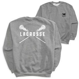 Girls Lacrosse Crewneck Sweatshirt - Lacrosse Crossed Girl Sticks (Back Design)