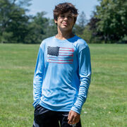 Guys Lacrosse Long Sleeve Performance Tee - American Flag