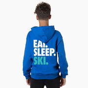 Skiing Hooded Sweatshirt - Eat Sleep Ski (Back Design)