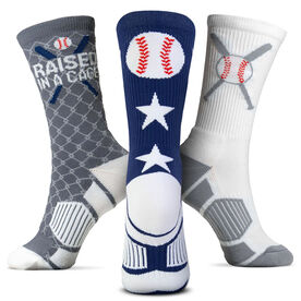 Baseball Woven Mid-Calf Sock Set - Raised in a Cage