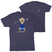 Hockey Short Sleeve T-Shirt - Puck The Hockey Dog (Back Design)