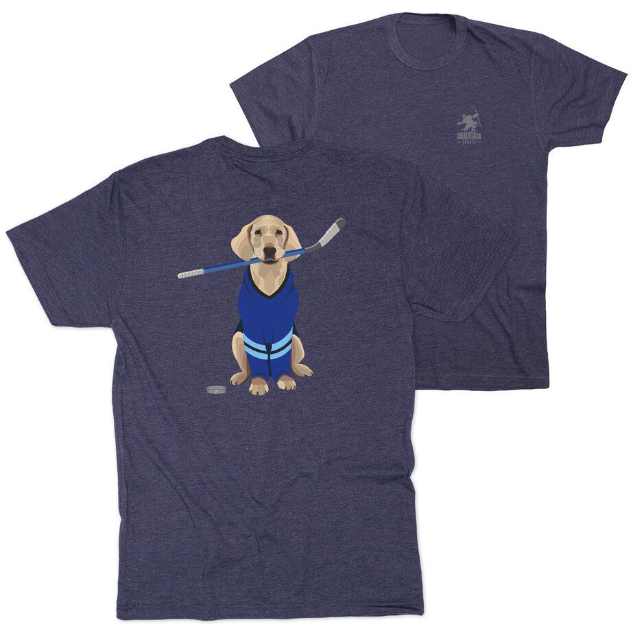 Hockey Short Sleeve T-Shirt - Puck The Hockey Dog (Back Design)