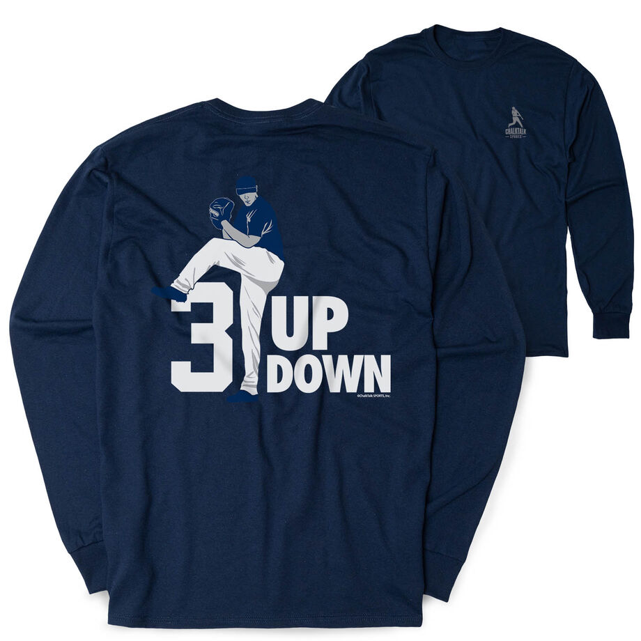 Baseball Tshirt Long Sleeve - 3 Up 3 Down  (Back Design)