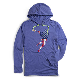 Guys Lacrosse Lightweight Hoodie - American Flag Silhouette