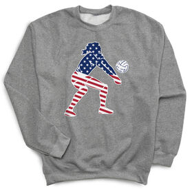 Volleyball Crewneck Sweatshirt - Volleyball Stars and Stripes Player