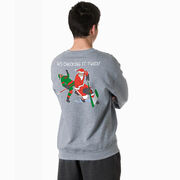 Hockey Crewneck Sweatshirt - He's Checking It Twice (Back Design)