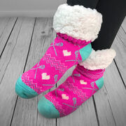 Lacrosse Slipper Socks with Sherpa Lining (Pink)