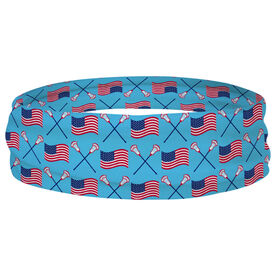 Guys Lacrosse Multifunctional Headwear - Crossed Sticks and USA flag Pattern RokBAND