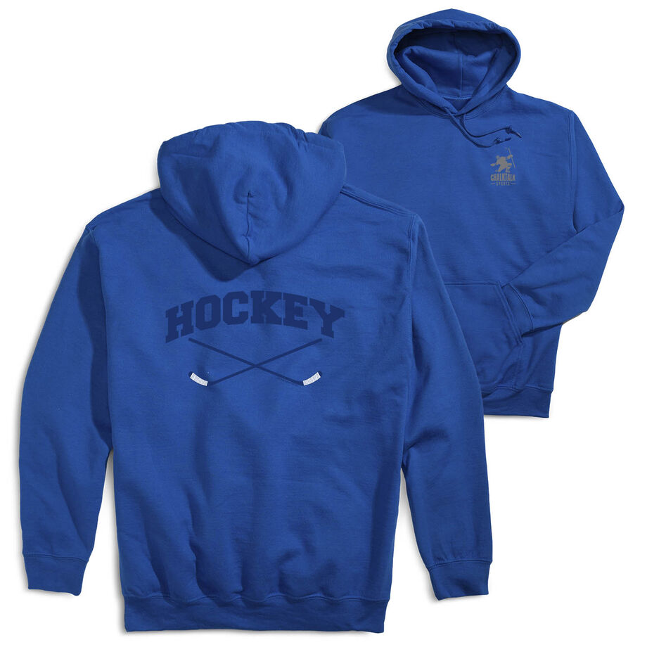 Hockey Hooded Sweatshirt - Hockey Crossed Sticks Logo (Back Design)