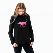 Girls Lacrosse Long Sleeve Performance Tee - LuLa the Lax Dog(Pink)