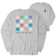 Soccer Tshirt Long Sleeve - Soccer Makes Me Happy (Back Design)