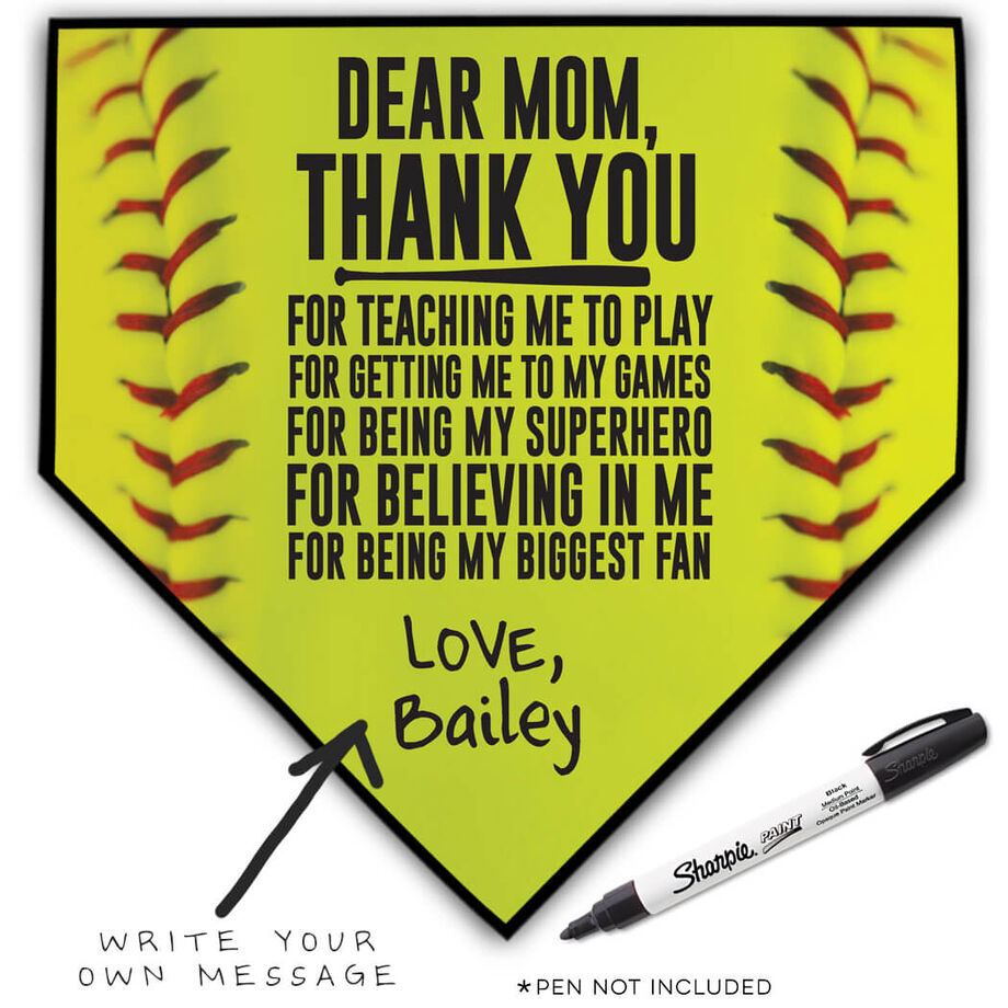 Softball Home Plate Plaque - Dear Mom
