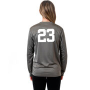 Soccer Long Sleeve Performance Tee - Soccer Girl Player Sketch