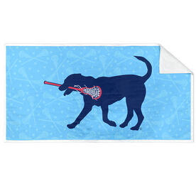 Girls Lacrosse Premium Beach Towel - LuLa The Lax Dog