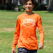 Guys Lacrosse Long Sleeve Performance Tee - Crossed Sticks