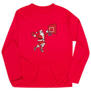 Basketball Long Sleeve Performance Tee - Slam Dunk Santa