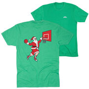 Basketball Short Sleeve T-Shirt - Slam Dunk Santa (Back Design)