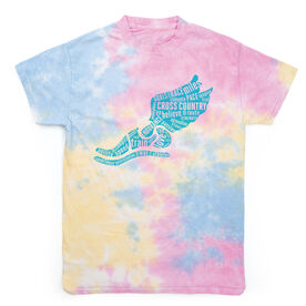 Cross Country Short Sleeve T-Shirt - Winged Foot Inspirational Words Tie Dye