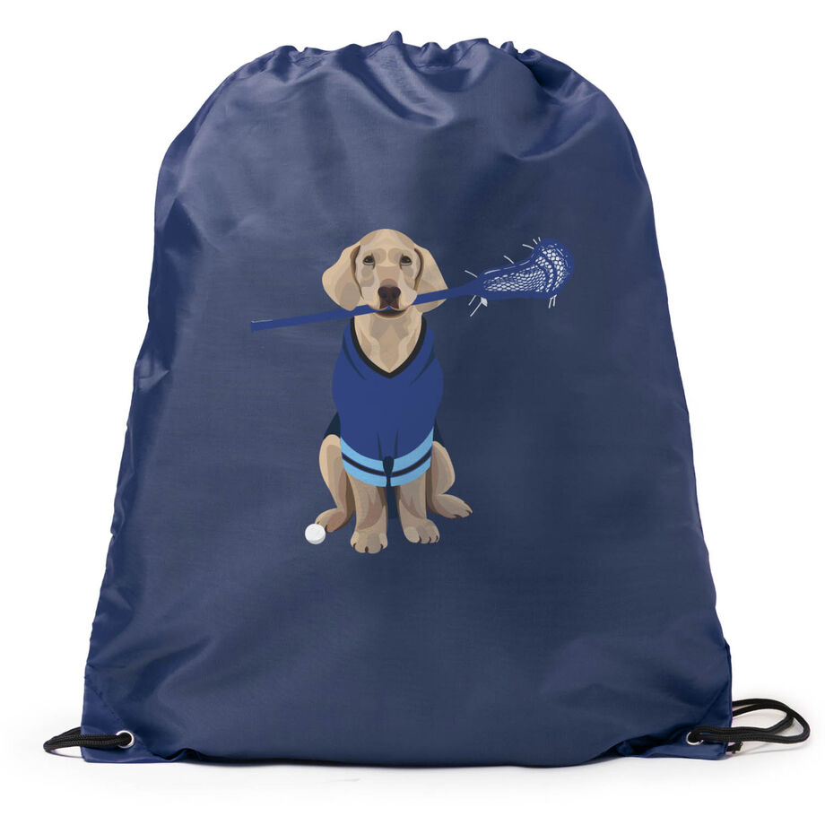 Guys Lacrosse Drawstring Backpack - Laxer the Lacrosse Dog