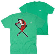 Skiing Short Sleeve T-Shirt - Freestyle Santa (Back Design)