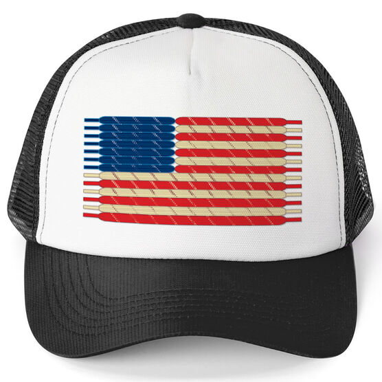 Hockey Trucker Hat Laces Flag