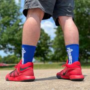 Basketball Woven Mid-Calf Socks - Player Jump Shot (Royal/White)