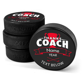 Personalized Thanks Coach with Player Hockey Puck | Custom Pucks ...