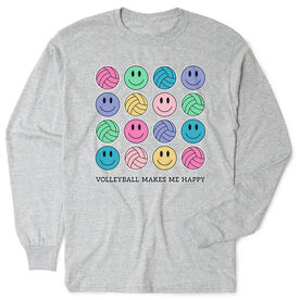 Volleyball Tshirt Long Sleeve - Volleyball Makes Me Happy