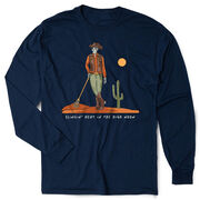 Guys Lacrosse Tshirt Long Sleeve - Slingin Heat In The High Noon