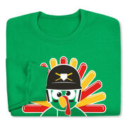 Baseball/Softball Crew Neck Sweatshirt - Goofy Turkey Player
