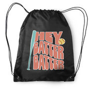 Softball Drawstring Backpack - Hey Batter Batter