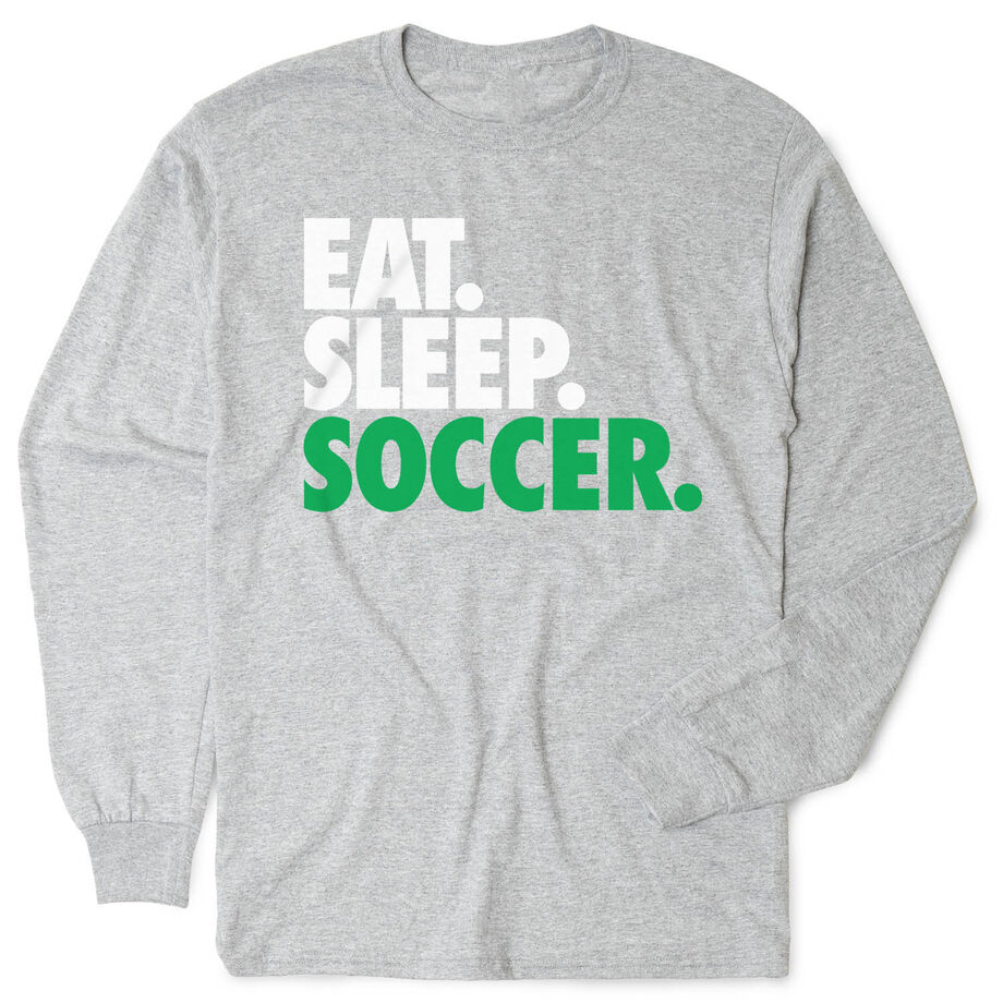 Soccer Tshirt Long Sleeve - Eat. Sleep. Soccer [Adult XXX-Large/Gray] - SS