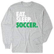 Soccer Tshirt Long Sleeve - Eat. Sleep. Soccer [Youth Medium/Gray] - SS