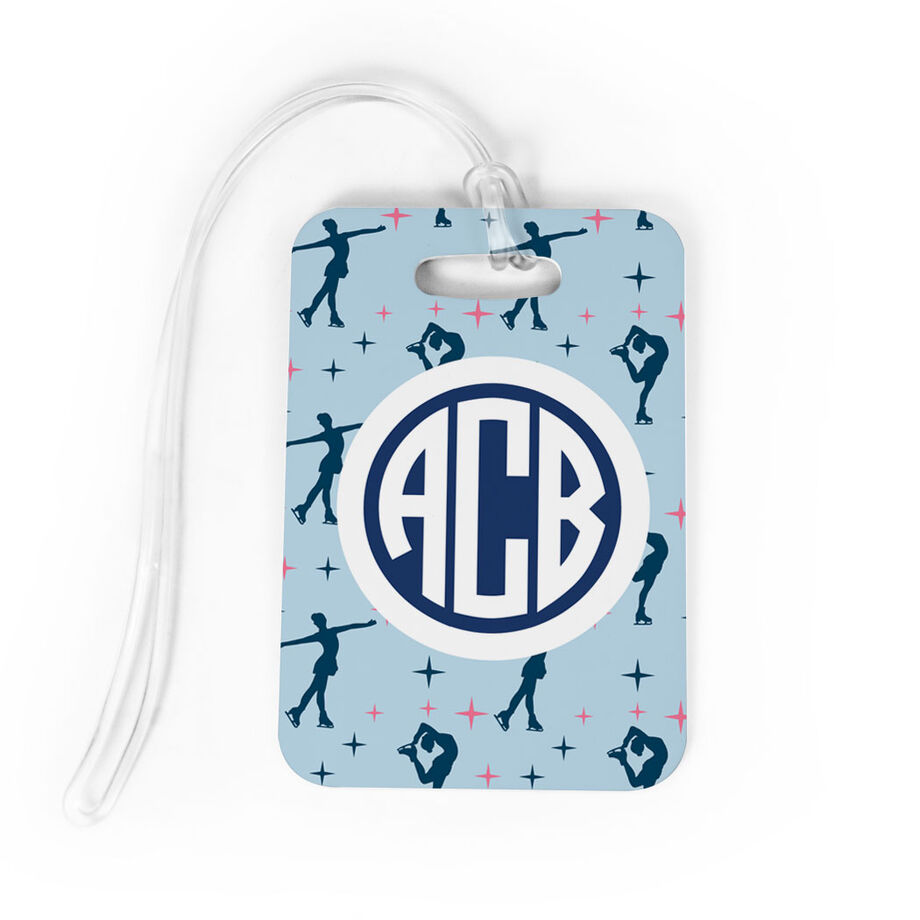 Figure Skating Bag/Luggage Tag - Personalized Figure Skating Pattern Monogram - Personalization Image