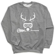 Girls Lacrosse Crew Neck Sweatshirt - Lax Girl Reindeer